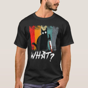 Camiseta Gato Antigo O Que Gato Assassino Preto Com Faca G