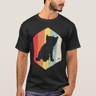 Camiseta Gato Antigo Silhueta de Gatinho Retro 60 70
