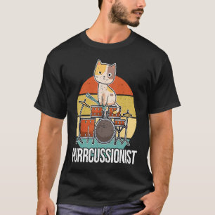 Camiseta Gato Antigo Tocando Bateria Bateristas Percussioni