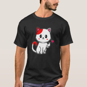 Camiseta gato apaixonado com coração vermelho