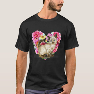 Camiseta Gato Aquarela Com Flor e Borboleta para Anima