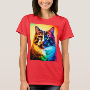 Camiseta gato arco-íris
