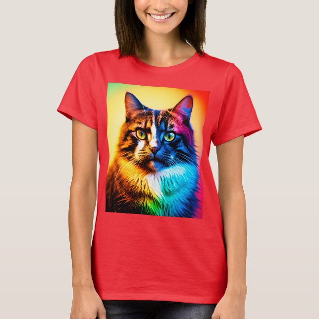 Camiseta gato arco-íris (Frente)