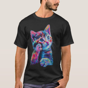 Camiseta Gato Arco-Íris Bonito Para Meninas Masculinas - Ga