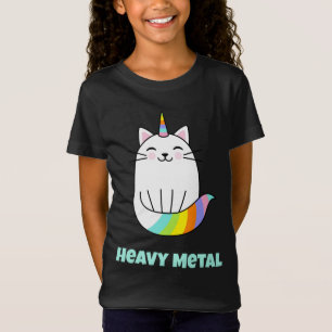 Camiseta Gato-arco-íris de unicórnio de metal pesado engr