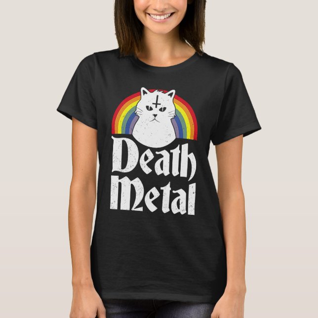 Camiseta Gato Arco-íris Death Metal (Frente)