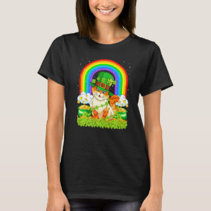 Camiseta Gato Arco-íris Leprechaun Gato Dia de São Patrício
