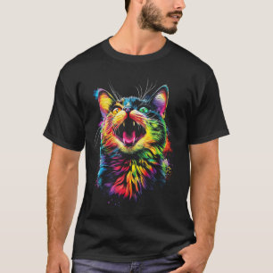 Camiseta Gato Arco-Íris Pop Art