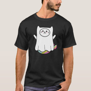 Camiseta Gato Arco-Íris Sereia Halloween Fantasmagórico Bo