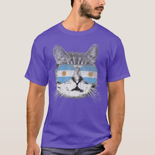 Camiseta Gato Argentina Bandeira País Retro Homens Engraçad (Frente)