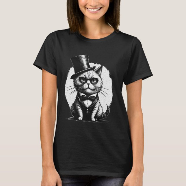 Camiseta Gato Aristocrático - Gato Engraçado (Frente)