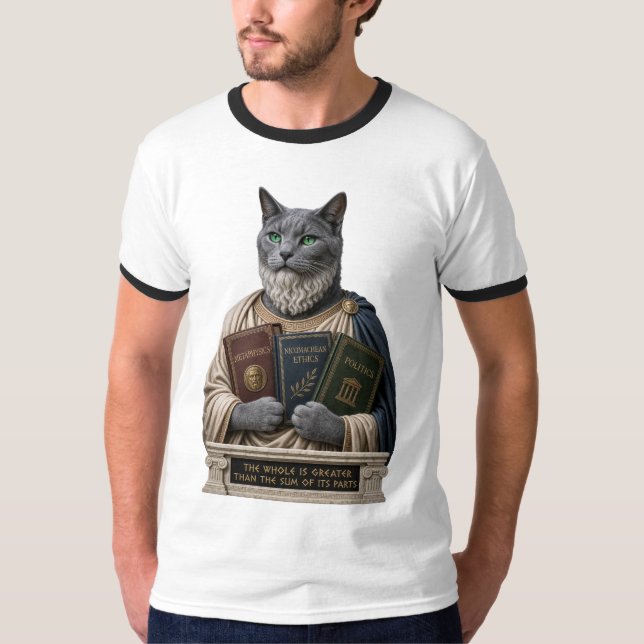 Camiseta Gato Aristóteles Azul Russo (Frente)