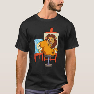 Camiseta Gato Artístico Bonito, Gato Gelado, Pintura Lion A