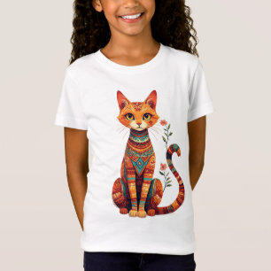 Camiseta Gato Artístico Fofo com Ramo Floral