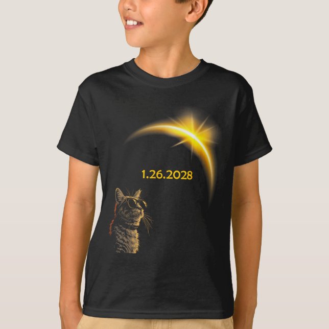 Camiseta Gato Assistindo ao Eclipse Solar Gles Eclipse Engr (Frente)