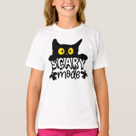 Camiseta Gato Assustado do Modo Assustador do Halloween