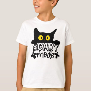 Camiseta Gato Assustado do Modo Assustador do Halloween