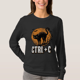 Camiseta Gato Assustador CTRL C Design de Vetor de Hallowee