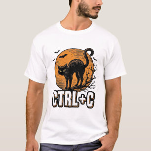 Camiseta Gato Assustador CTRL C Design de Vetor de Hallowee