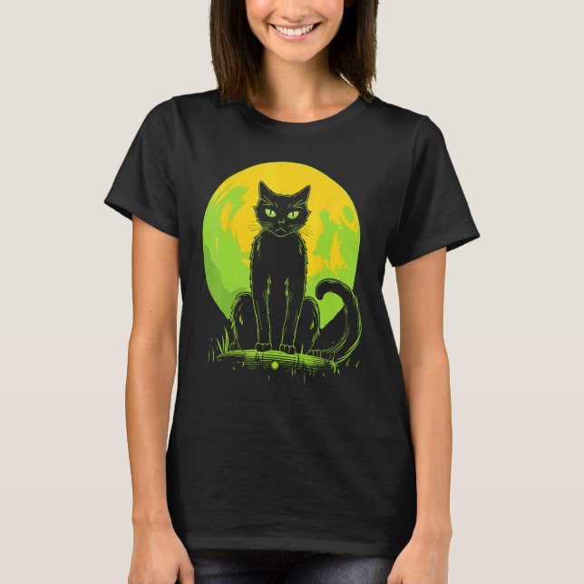 Camiseta Gato Assustador de Halloween (Frente)