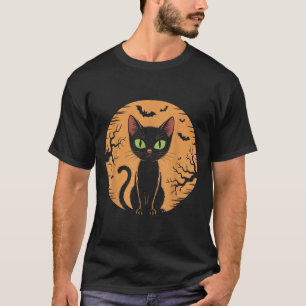 Camiseta Gato Assustador Fantasia de Gato de Halloween Gato