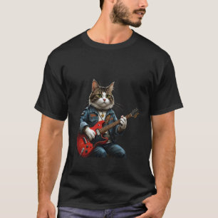 Camiseta Gato Astro de Rock Tocando Violão Rock e Folk Home