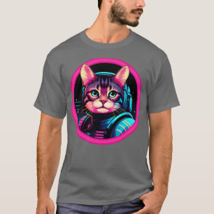 Camiseta Gato Astronauta Americano do Shorthair no Espaço C