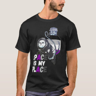 Camiseta Gato Astronauta Assexual Espaço Retro É Meu Lugar