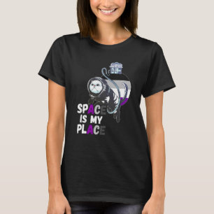 Camiseta Gato Astronauta Assexual Retro Espaço É Meu Lugar