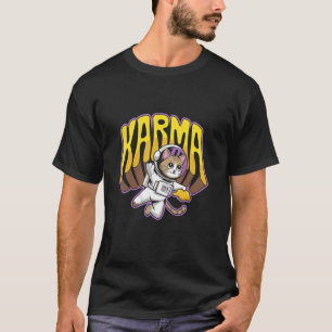 Camiseta Gato Astronauta Aventura Espacial Karma Engraçado