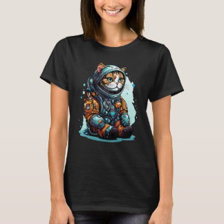 Camiseta Gato Astronauta Capacete Explorador Espacial Astro