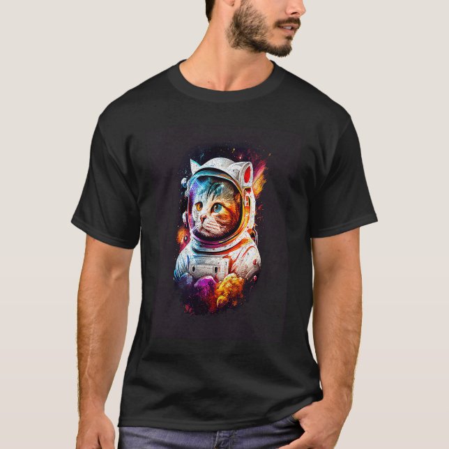 Camiseta Gato Astronauta Colorido (Frente)