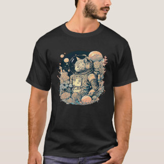 Camiseta Gato Astronauta Criativo Abstrato com um Toque de