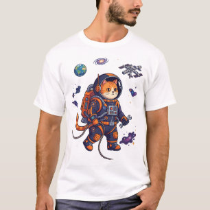 Camiseta Gato Astronauta de Halloween Chave Inglesa Estação