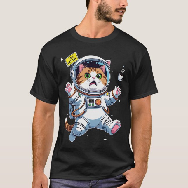 Camiseta Gato Astronauta em Apuros (Frente)