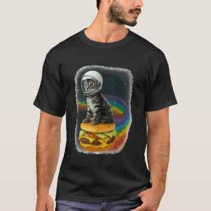 Camiseta Gato Astronauta em Cheeseburger Galáxia Espacial D