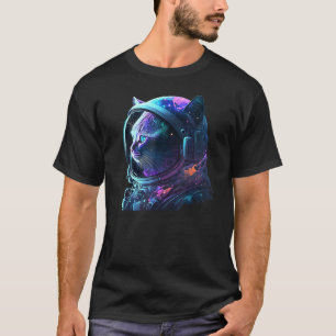 Camiseta Gato Astronauta em Traje Espacial e Capacete no Co