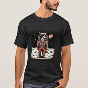 Camiseta Gato Astronauta Engraçado Gato Espacial na Lua Gat