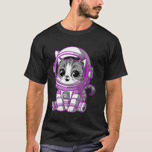 Camiseta Gato Astronauta Espacial Engraçado, Design de Gati