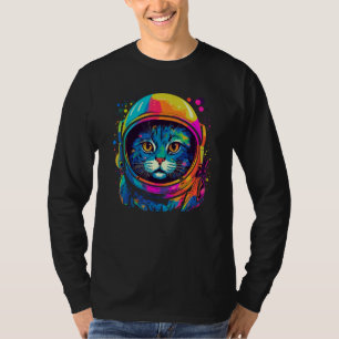 Camiseta Gato Astronauta Espacial Homens Mulheres Crianças