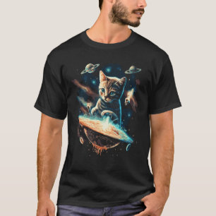 Camiseta Gato Astronauta Espacial Ufo Planetas Galáxia Kitt