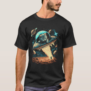 Camiseta Gato Astronauta Espacial Voador Ufo Alienígenas Ga