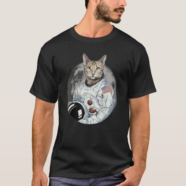 Camiseta Gato Astronauta Espaço Cósmico Gatinho Lua (Frente)