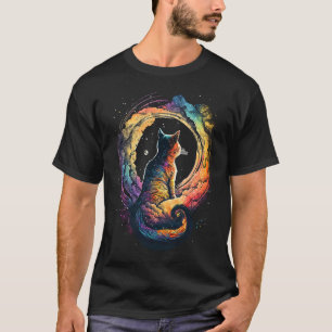Camiseta Gato Astronauta Espaço Imaginário Gráfico Colorido