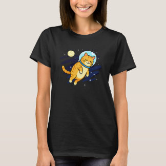 Camiseta Gato Astronauta Espaço Lua Amante de Animais Mãe P