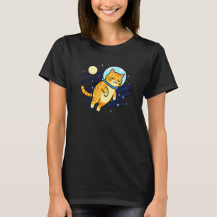 Camiseta Gato Astronauta Espaço Lua Amante de Animais Mãe P