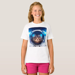 Camiseta Gato astronauta flutua acima da Terra