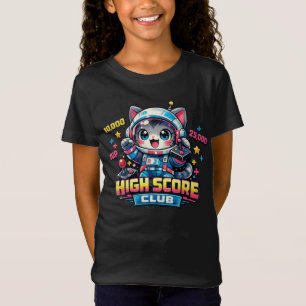 Camiseta Gato Astronauta Gamer Fofo – Clube de Pontuação Al