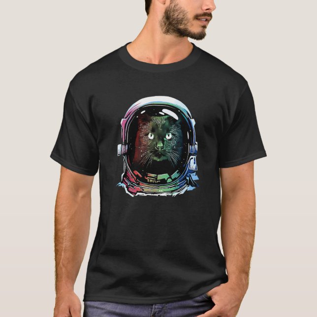 Camiseta Gato Astronauta Gato Espacial  Retro  1 (Frente)