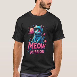Camiseta Gato Astronauta - Gráfico Espacial Missão Meow par